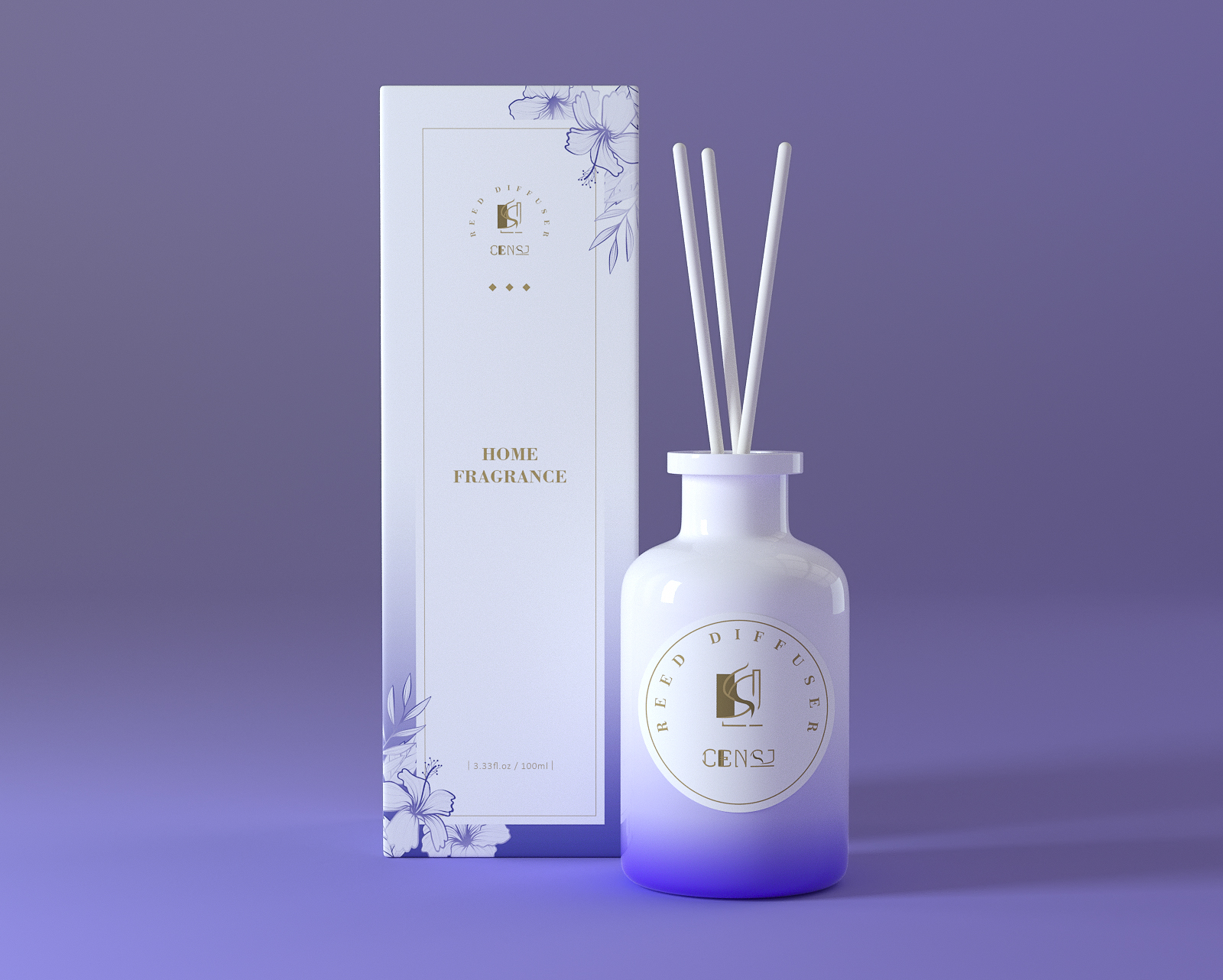 3 色渐变喷砂玻璃罐香薰蜡烛芦苇扩散器套装