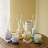 3 色渐变喷砂玻璃罐香薰蜡烛芦苇扩散器套装