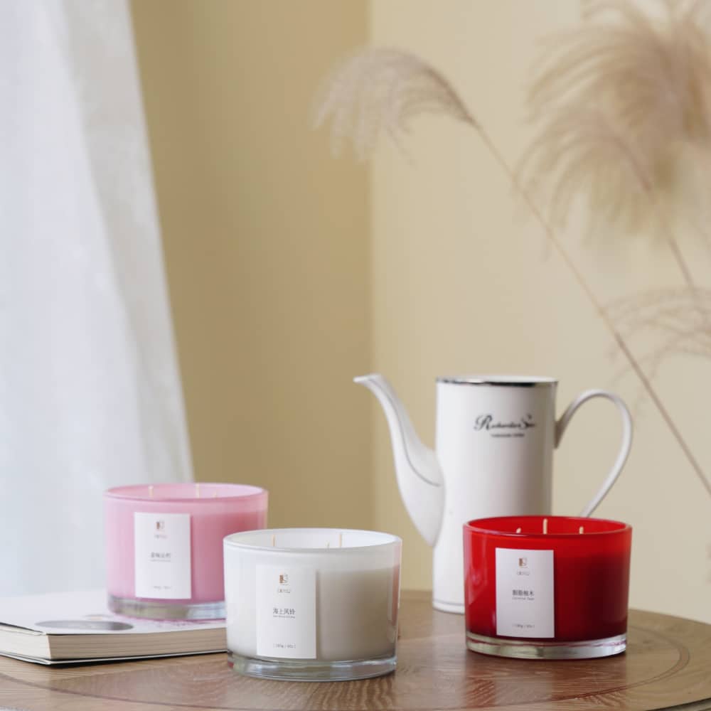 可定制内部印刷颜色 400 毫升玻璃罐香薰蜡烛