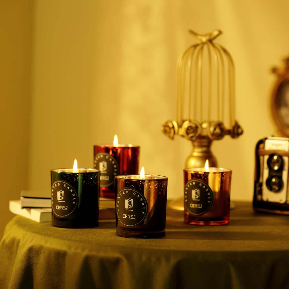 4色电镀激光雕刻工艺星光200ml豪华蜡烛